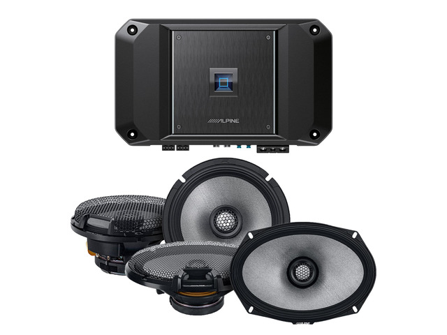 Alpine R2-A60F Type R 600 Watt 4-Channel Amplifier with 1 Pais R2-S69Type-R 6x9' Coax, 1 pair R2-S65 Type-R 6.5' Coax and Wiring Kit
