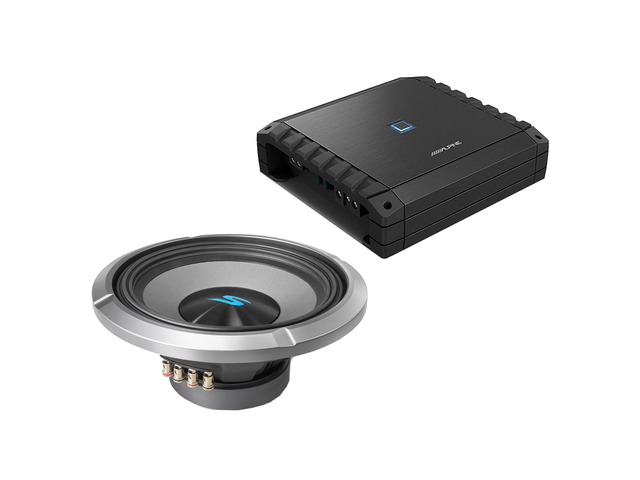 Alpine S2-A60M S-Series Class-D Amp w/ S2-W12D4 12' S-Series Dual 4-Ohm Car Subwoofer