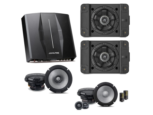 Alpine PXE-C80-88 OPTIM8 8-Channel Hi-Res Digital Sound Processor Amplifier w/ (2) SS-SB12 Subwoofer, R2-S65C & R2-S65 Bundle