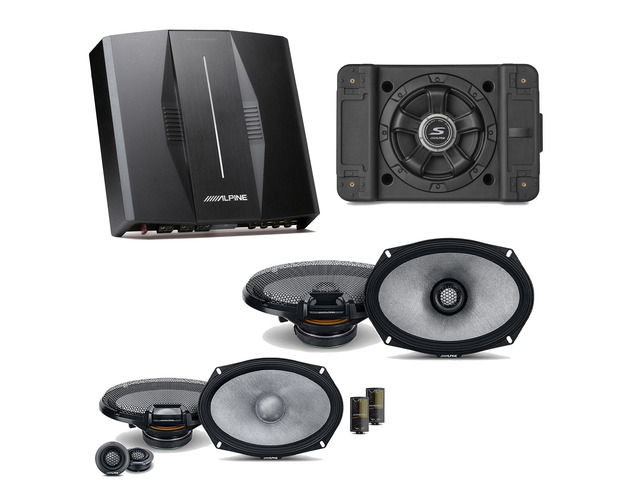 Alpine PXE-C80-88 OPTIM8 8-Channel Hi-Res Digital Sound Processor Amplifier w/ SS-SB12 Subwoofer, R2-S69C & R2-S69 Bundle