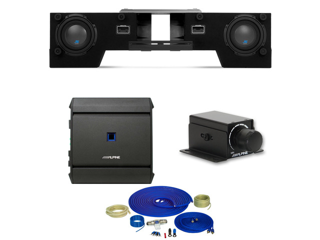 Alpine S-DB8V-TRK Dual 8' Halo S-Series Preloaded Truck Subwoofer Enclosure with Alpine S-A60M S-Series 600 Watt Mono Amp, RUX-KNOB.2 and 4 Gauge...