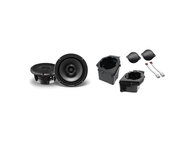 Alpine HDZ-65 6.5' Status Coaxial Speakers and Front 6.5' Speaker Pods with Tweeter Adaptors Compatible with Jeep JL (2018-2023) & JT (2020-2023)