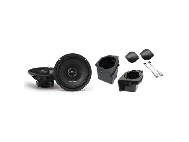 Alpine DM-65-G 6.5' DM-Series Coaxial Speakers and Front 6.5' Speaker Pods with Tweeter Adaptors Compatible with Jeep JL (2018-2023) & JT (2020-2023)