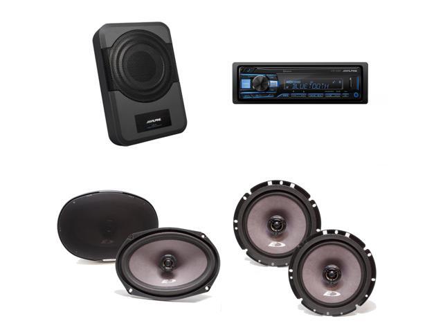 Alpine UTE-83BT Receiver, SXE-6926S 6x9' & SXE-1726S 6 1/2' 2 way Coaxial Speakers w/ PWE-S8 Powered 8inch Woofer Bundle