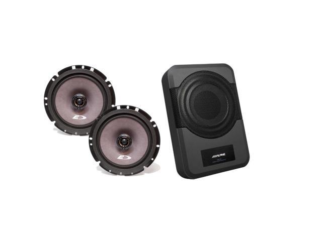 Alpine SXE-1726S 6 1/2' 2 way Coaxial Speakers (Pair) w/ PWE-S8 Powered 8inch Woofer Bundle