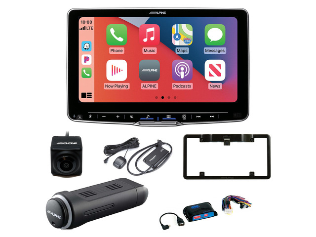 Alpine ILX-F509 Halo9 9' Multimedia Receiver w/ KTX-NS01 Nav Module, Satellite Tuner, Steering Wheel Interface, & Camera w/ Frame