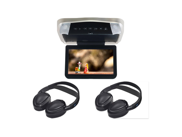 Voxx VODP10 10.1in DVD Overhead with 2 MTGHP2CA Wireless Headphones