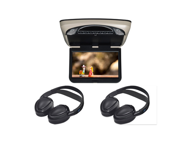 Voxx VXMTG10 10.1in DVD Overhead with 2 MTGHP2CA Wireless Headphones