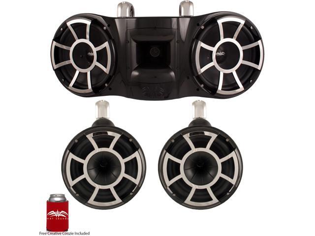 Wet Sounds REV 3-SOME - A pair of REV10 Tower Speakers & A REV410 Dual 10' Tower Enclosure (Black w/ Fixed Clamps)