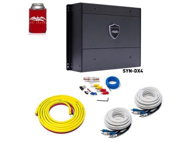 Wet Sounds SYN-DX 4 Full Range Class D Amplifier & Stinger 3-Meter 4-Gauge Amplifier Wiring Kit w/ RCAs