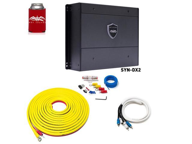 Wet Sounds SYN-DX 2 Full Range Class D Amplifier & Stinger 7-Meter 4-Gauge Amplifier Wiring Kit w/ RCAs