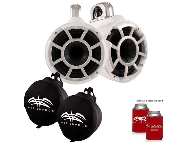 Wet Sounds REV 10 Swivel Clamp Tower Speakers with Wet Sounds Suitz speaker Covers - WHITE