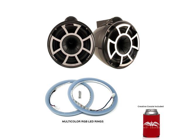 Wet Sounds REV 10 X Mount Tower Speakers with Wet Sounds LEDKITREV10-RGB RGB LED Speaker Rings