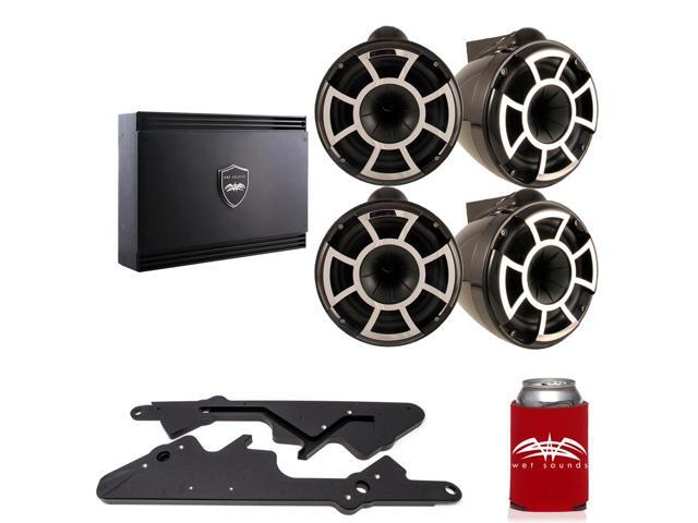 Wet Sounds For Malibu G3: Two Pair of REV10B-X 10' Black X-Mount Tower Speakers with G3 Adapters & SD2 Amplifier