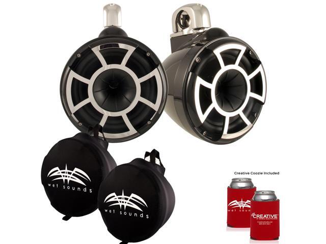 Wet Sounds REV 10 Fixed Clamp Tower Speakers with Wet Sounds Suitz speaker Covers - Black
