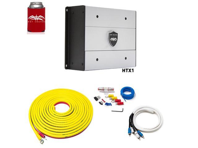 Wet Sounds HTX1 Package: 650 Watt Subwoofer Amplifier & Stinger 7-Meter 4-Gauge Amplifier Wiring Kit w/ RCAs