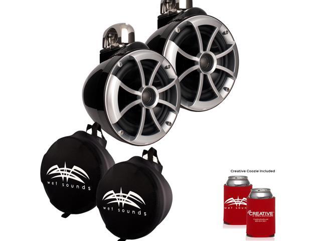 Wet Sounds ICON8-BFC ICON Series Fixed Clamp Wake Tower Speakers (pair) with Wet Sounds Suitz8 Speaker Covers