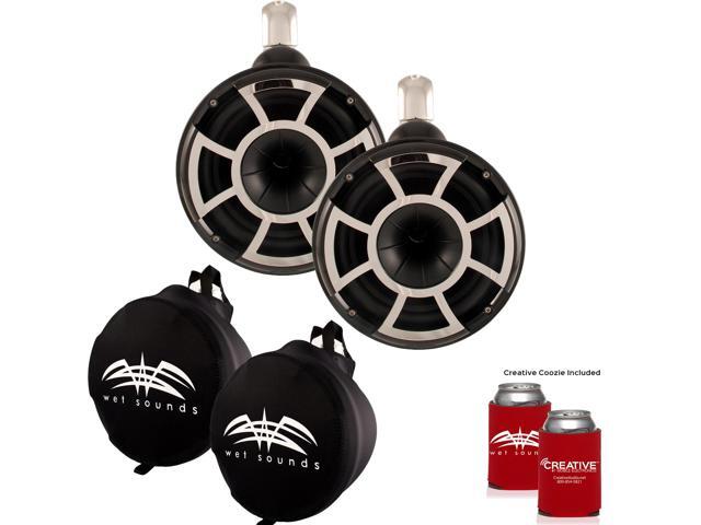 Wet Sounds REV 8 Fixed Clamp Tower Speakers with Wet Sounds Suitz speaker Covers - Black
