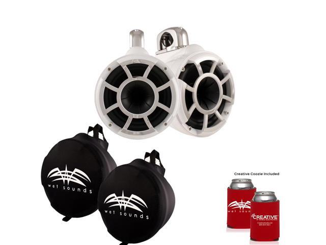 Wet Sounds REV 8 Swivel Clamp Tower Speakers with Wet Sounds Suitz speaker Covers - WHITE