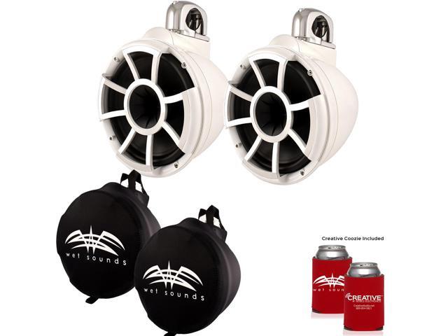 Wet Sounds REV 10 Fixed Clamp Tower Speakers with Wet Sounds Suitz speaker Covers - White