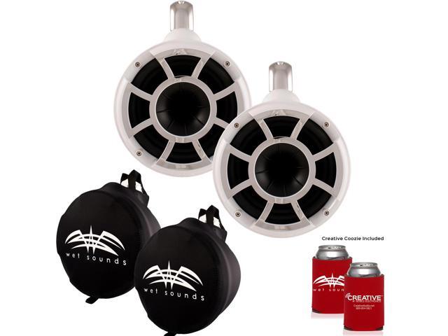 Wet Sounds REV 8 Fixed Clamp Tower Speakers with Wet Sounds Suitz speaker Covers - White