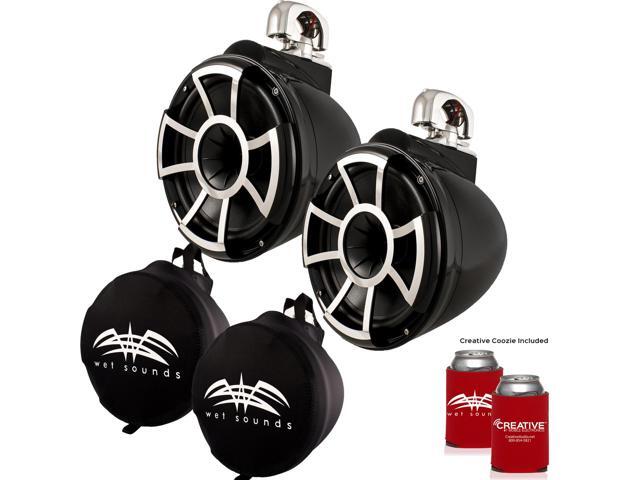 Wet Sounds REV 10 Swivel Clamp Tower Speakers with Wet Sounds Suitz speaker Covers - Black