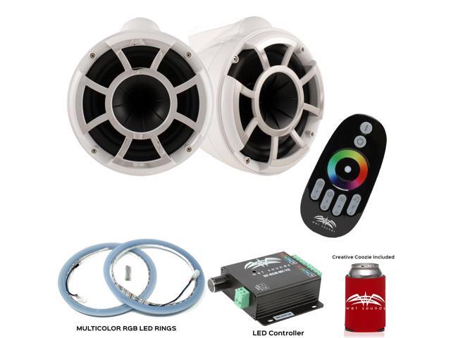 Wet Sounds REV10W-X X-Mount Tower Speakers with RGB LED Speaker Rings & LED Music Controller