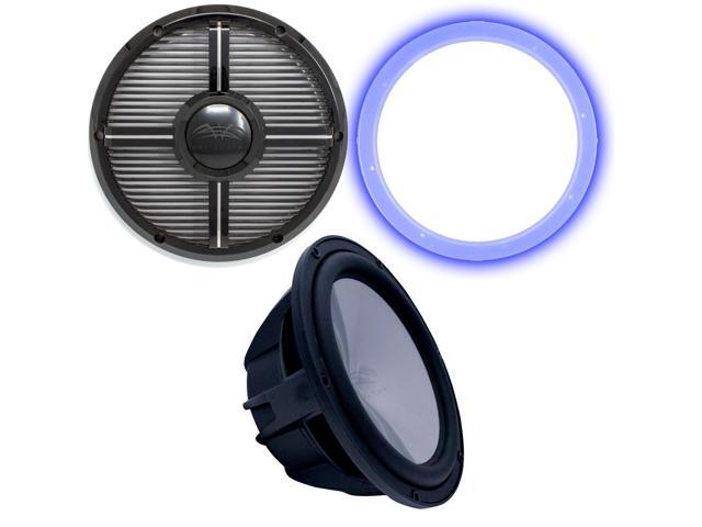 Wet Sounds Revo 12' Subwoofer, Grill, & RGB LED Ring - Black Subwoofer & Black Closed Face XW Grill - 4 Ohm