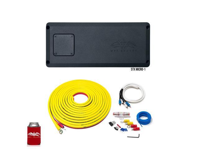 Wet Sounds STX Micro-1 Compact Chassis Class D Marine Grade Amplifier + 7 Meter Marine Wiring Kit
