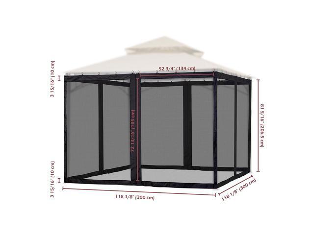 Yescom 10x10ft Gazebo Replacement Mosquito Netting Outdoor Event Screen Enclosure with Zipper for Patio Deck Yard Universal Canopy Tent,Black