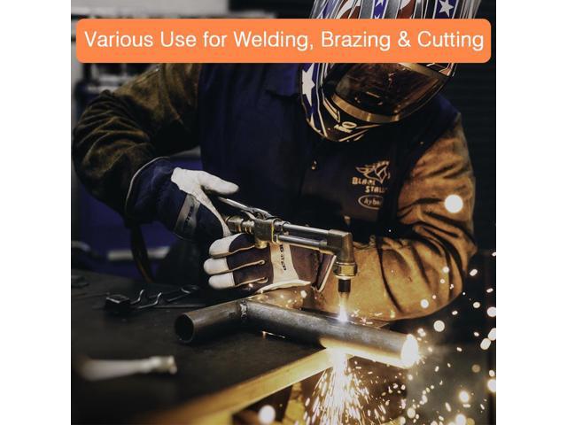 Yescom DOT Oxy Acetylene Torch Kit Gas Tank Brazing Welding Cutting Black Holder Gauge Portable Brass Nozzle Long Pipe Goggles Heavy Duty Oxygen...
