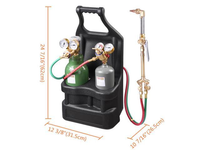 Yescom DOT Oxy Acetylene Torch Kit Gas Tank Brazing Welding Cutting Black Holder Gauge Portable Brass Nozzle Long Pipe Goggles Heavy Duty Oxygen...