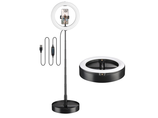 8' Dimmable LED Ring Light Floor Table Stand USB w/ Phone Holder Selfie Stick for Makeup Live Stream