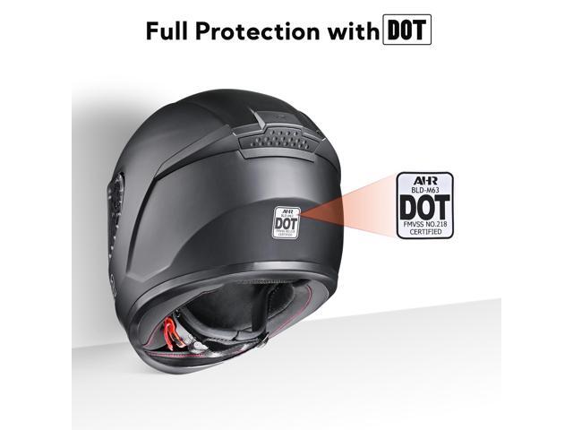 AHR RUN-F3 Full Face Motorcycle Helmet DOT Approved Street Bike Removable Liner S