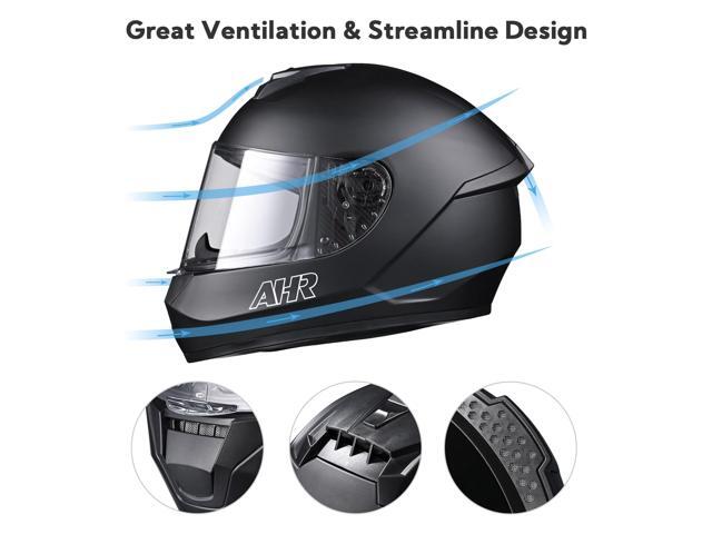 AHR RUN-F3 Full Face Motorcycle Helmet DOT Approved Street Bike Removable Liner S