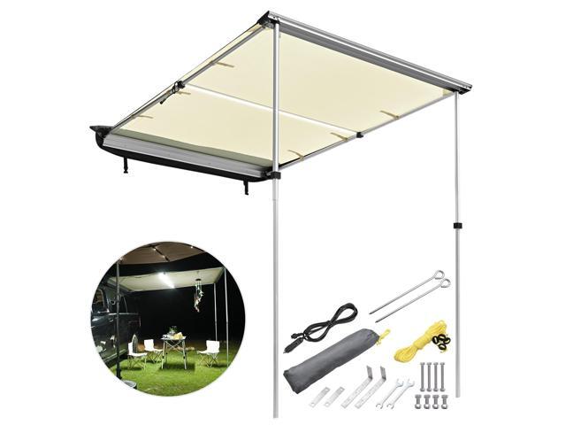 Yescom Car Awning with LED for SUV 4.6FT x 6.6FT Caravan Camping Side Rooftop Tailgate Canopy Tent Shelter Tarp