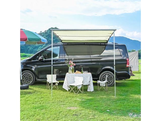 Yescom Car Awning with LED for SUV 4.6FT x 6.6FT Caravan Camping Side Rooftop Tailgate Canopy Tent Shelter Tarp
