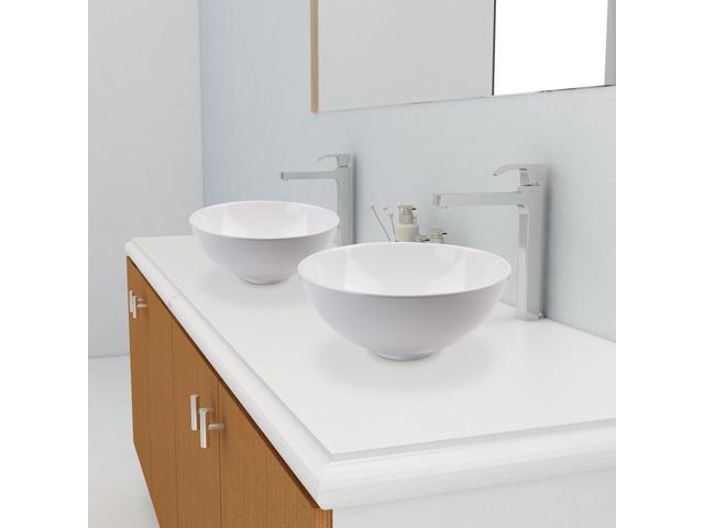 Aquaterior 12' Bathroom Vessel Sink Round Bowl Pop Up Drain Countertop 2 Pack