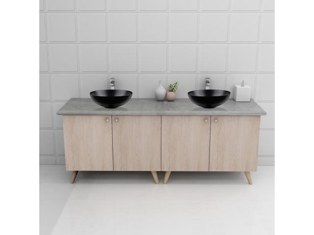 Aquaterior 12' Bathroom Vessel Sink Round Bowl Countertop Pop up Drain 2 Pack