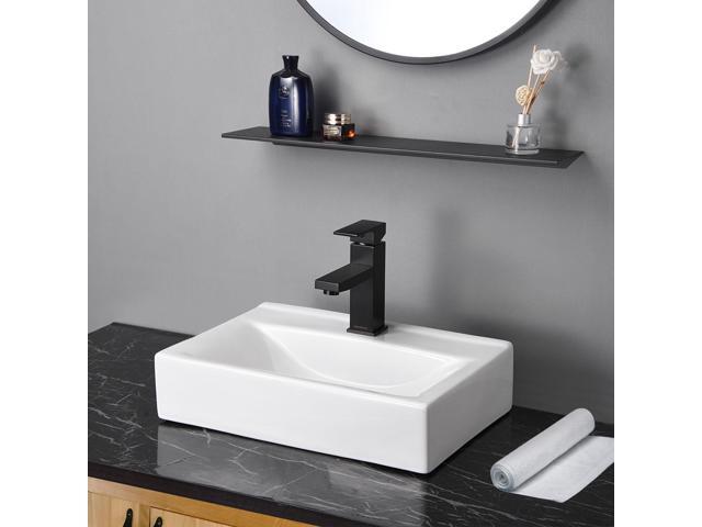 Aquaterior 18' Rectangle Bathroom Vessel Sink Pop up Drain Ceramic Basin 2 Pack