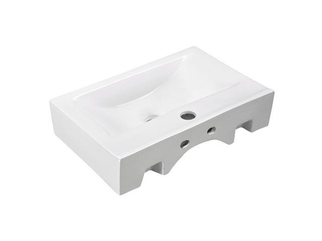 Aquaterior 18' Rectangle Bathroom Vessel Sink Pop up Drain Ceramic Basin 2 Pack