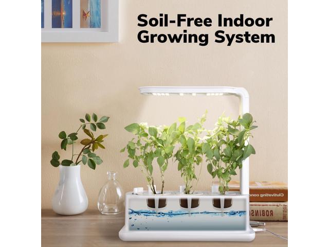 Yescom 3 Pots Hydroponic Growing System Plant Germination Kit with LED Light Indoor Herb Garden Home Kitchen