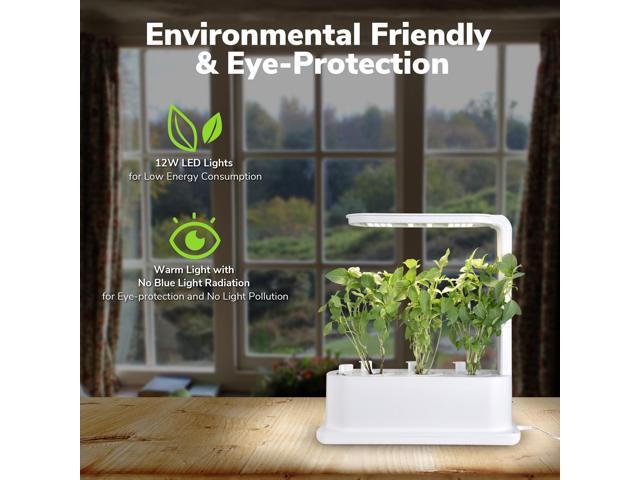 Yescom 3 Pots Hydroponic Growing System Plant Germination Kit with LED Light Indoor Herb Garden Home Kitchen