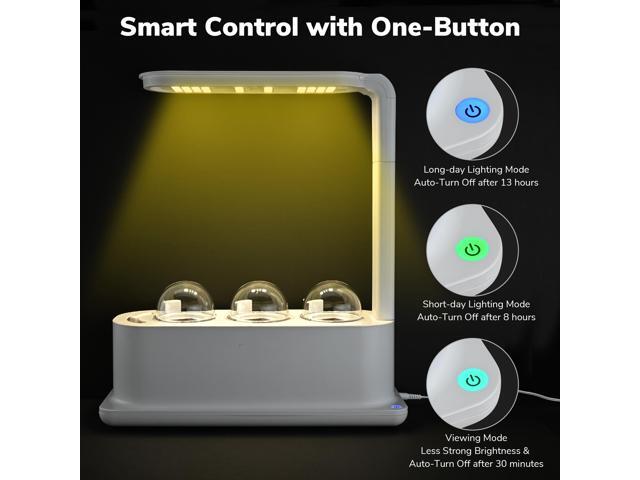 Yescom 3 Pots Hydroponic Growing System Plant Germination Kit with LED Light Indoor Herb Garden Home Kitchen