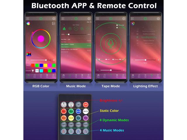 Delight 16.4 Ft LED Strip Light Music Sync Bluetooth APP Remote RGB Color TV Backlight Parties Room Kitchen Holiday - image 3