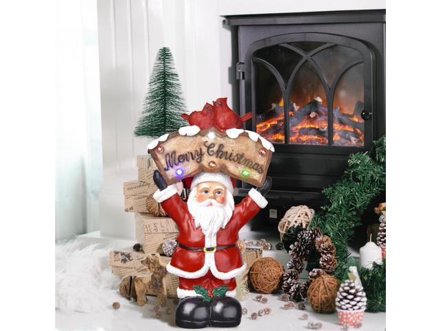 Resin Santa Claus Light Tabletop Christmas Decoration LED Party Ornament Home