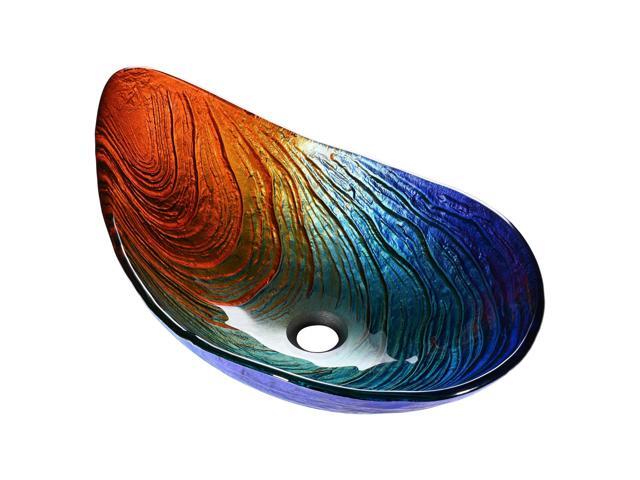 Aquaterior Waterdrop Shape Tempered Glass Vessel Sink Vanity Counter Top Basin