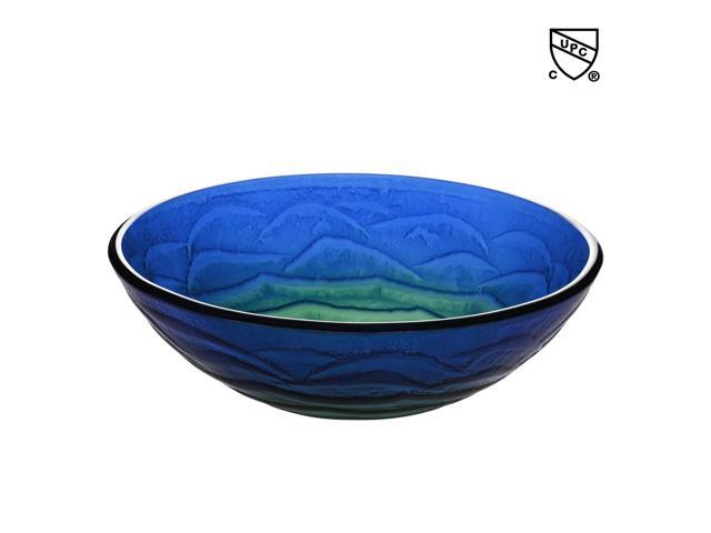 Aquaterior Round Tempered Glass Vessel Sink Vanity Above Counter Top Mount Basin