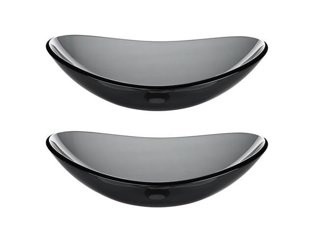 Aquaterior Bathroom Oval Tempered Glass Vessel Sink Counter Top Basin 2 Pack