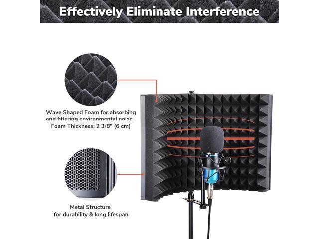 Yescom 20 x14 Studio Microphone Isolation Shield 2.4 Thick Acoustic Foam Panel Sound Absorbing Recording Panel Stand Mount - image 2